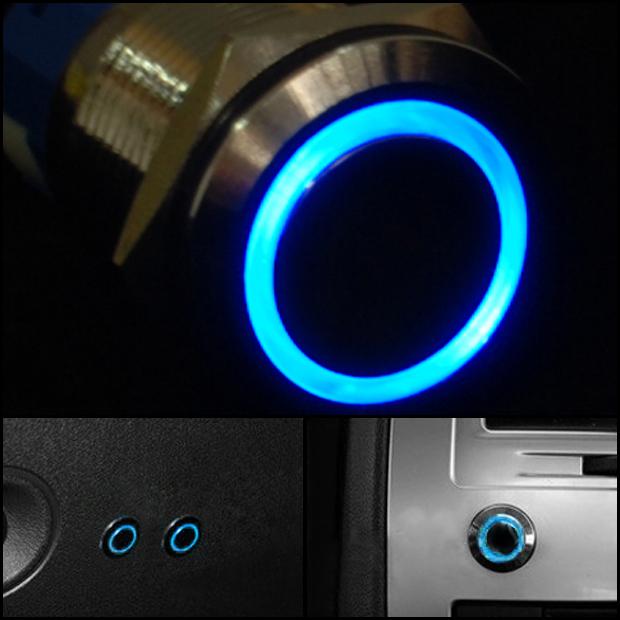 New flush blue led lighted lamp on off push button switch ring control car 