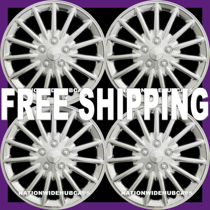 4 15" chrome hub caps full wheel covers rim cap lug cover hubs for steel wheels