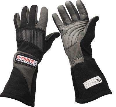 G-force racing gloves pro 5 double layer nomex/leather black medium pair