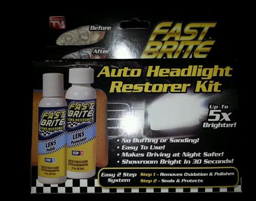Fast brite auto headlight restorer kit up to 5x brighter as seen on tv free ship