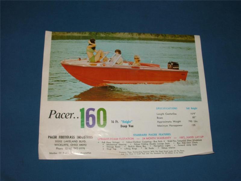 Pacer 160 16ft knight wicklife oh    boat brochure        vintage boats