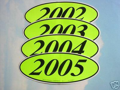 *car dealer 6 dozen 14" oval 4 digit 2000-2005 year model oval stickers g/b