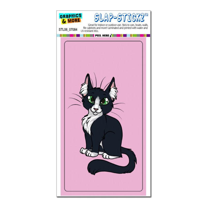 Black white cat on pink - slap-stickz™ car window locker bumper sticker