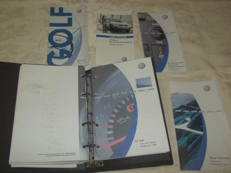 2006 vw golf owner's manual set & vw 4 ringed binder factory case free s/h / oem