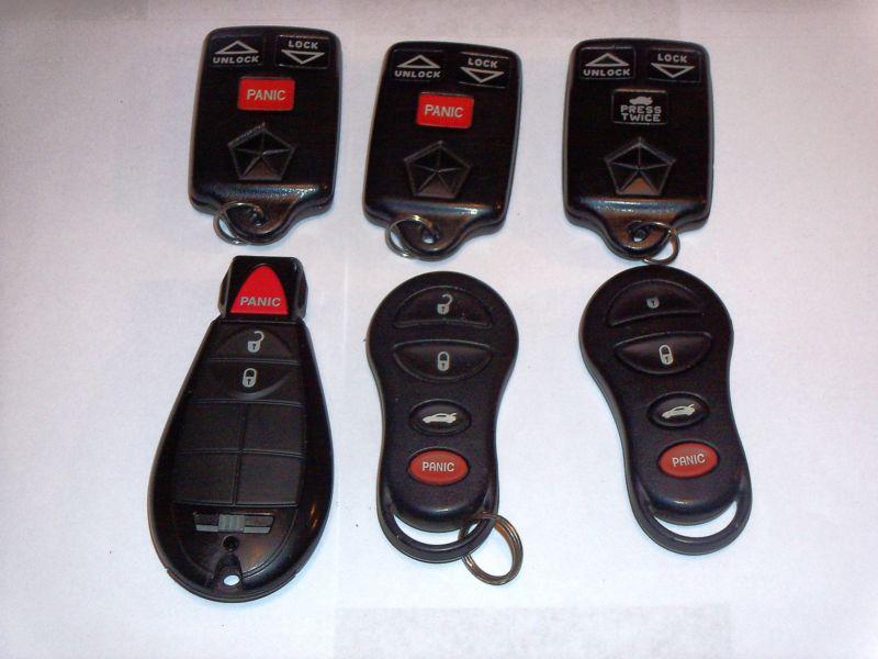 Lot of 6 chrysler/ dodge keyless remote entry fobs