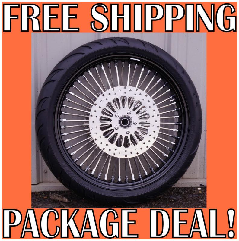 21 x 3.5 52 mammoth fat spoke wheel black rim/hub 120/70-21 tire package 08-2014