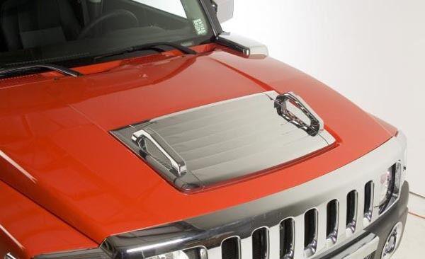 05-09 hummer h3 hood deck vent covers chrome w/ handle