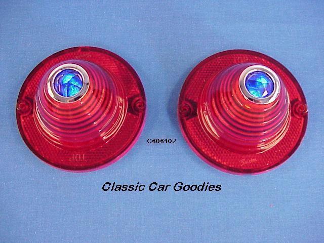 1960 1961 chevy tail light lenses blue dots new pair!