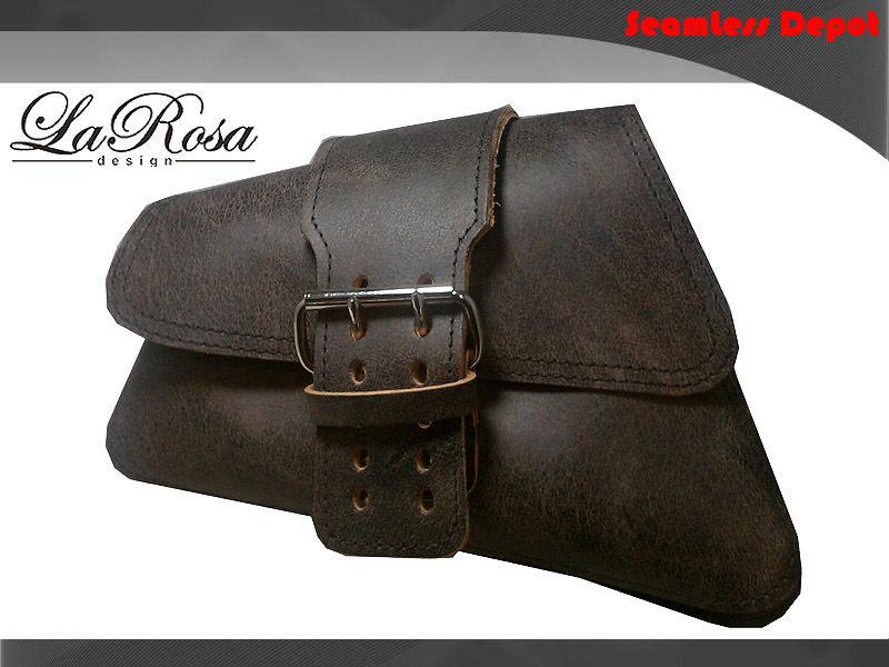 Larosa harley sportster rustic black leather single strap left saddlebag 