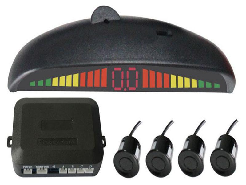 Car led display reverse backup sound alert radar system 4 parking sensors black