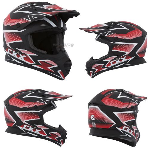 Mx helmet ckx tx-228 shock red/black mat large off road dirt bike motocross