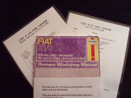 Fiat x 1/9 owners workshop manual + 2 laminated fuse &amp; circuit charts