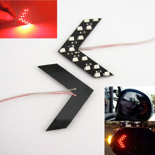 2x red 14-smd led arrow panels for car side mirror turn signal indicator lights