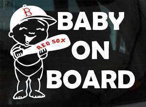 Boston red sox baby on board vinyl decal mlb baseball kids baseball