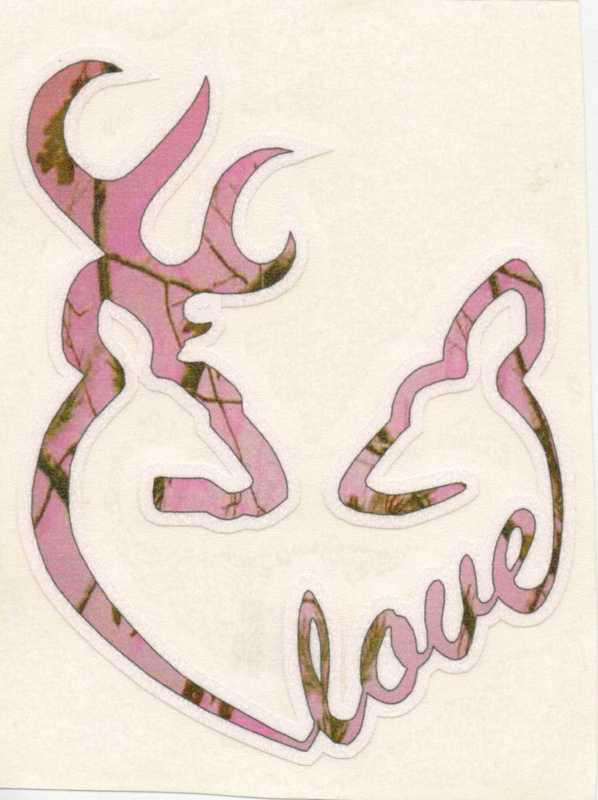 *new item* deer heart love pink camo with white outline vinyl decal / sticker 