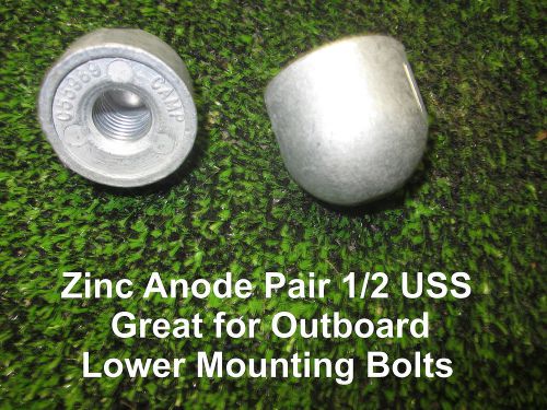 Zink anodes 2 acorn type 1/2&#034; uss thread ideal for o&#039;board lo.transom mtg. bolts