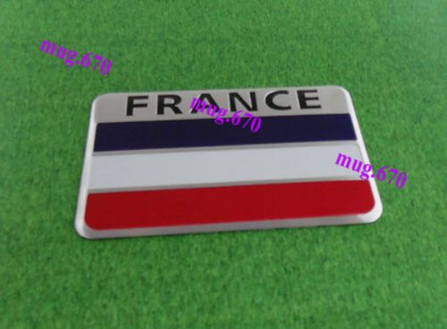 Auto car aluminum rectangle france french flag emblem badge sticker