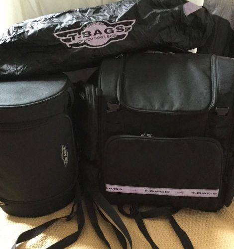 Sharp! 3 piece set: t-bags motorcycle luggage, sissy bar, never used! mint.