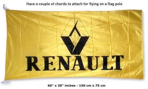 New renault logo yellow flag banner sign 30x60 inches megane fluence clio