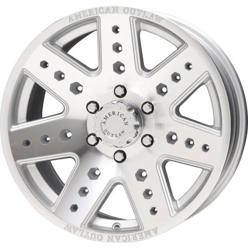17x8.5 silver american outlaw apache 5x4.5 +10 rims open country at ii