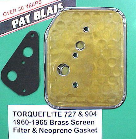 Torqueflite 727-904 2-hole brass screen/filter &amp; gasket: 1960-1965 &amp; 1966-1997