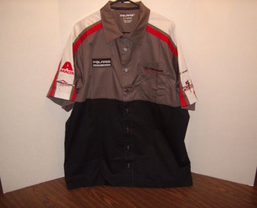 Oem polaris racing pit shirt snowmobile race short sleeve xl black grey red-new