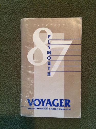 1987 plymouth voyager owners manual guide book operating instructions