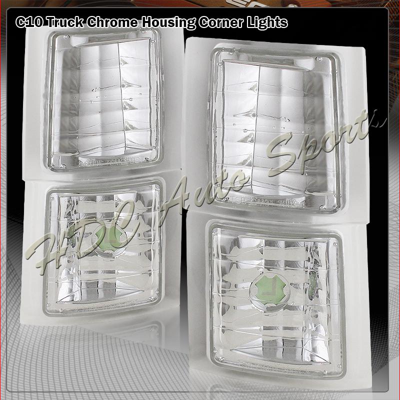 1994-1998 chevy c10 chrome housing clear lens corner turn signal light lamps