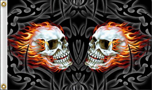 Motorcycle mirror skulls flag  (3&#039; x 5&#039;)  flag