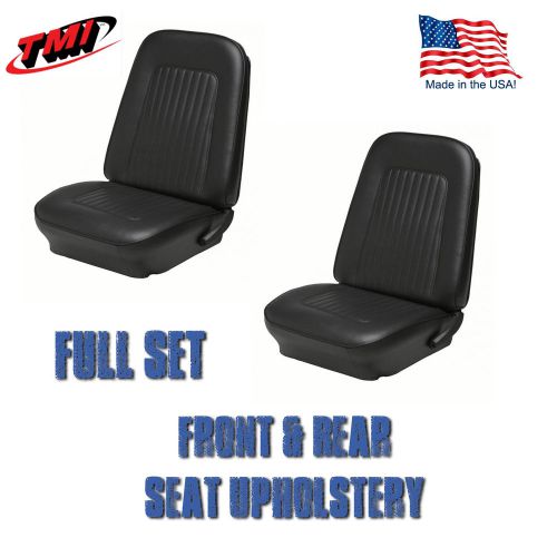 1967 &amp; 1968 camaro covertible f/r seat upholstery black vinyl made in us by tmi