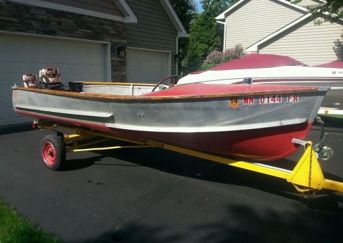 Classic 1955 crestliner boat w/ matching 1958 johnson outboard motors