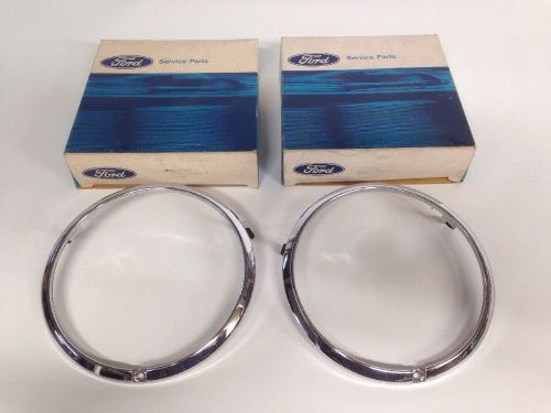 Nos 1969 ford mustang headlight door ring chrome c9zz-13064-a pair left right