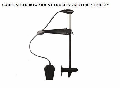 Bow mount cable steer trolling motor 55 lbs 12v foot control caymanpro