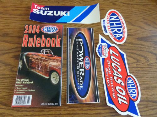 Nhra 2004 rule book  and assorted decals that came with it