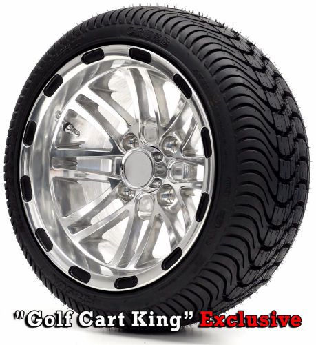 Golf cart 12&#034; polished &#034;talon&#034; wheels and 215/35-12 dot low profile tires (4)