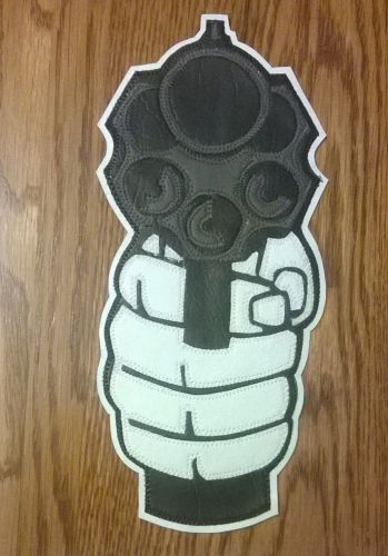 6 shooter back patch. synthetic leather. nra revolver colt smith&amp;wesson ruger