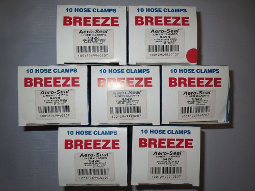 Lot of 70 breeze size 20 hose clamps 13/16&#034; to 1-3/4&#034; 21-44mm 7 boxes 9420