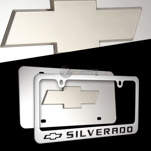 3d chevrolet silverado stainless steel license plate frame - 2pcs front &amp; back
