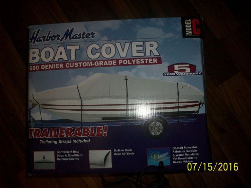 Harbor master 600 denier grey universal boat cover model c 16-18-1/2 ft v-hull