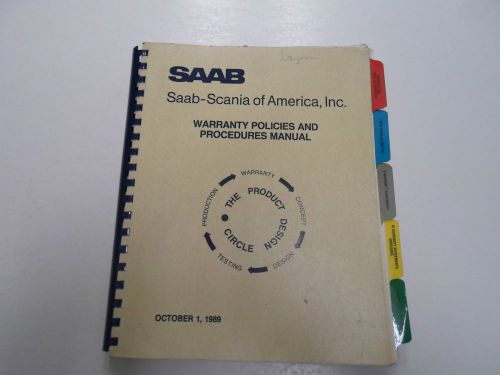 1989 saab warranty policies &amp; procedures manual factory oem october dealership