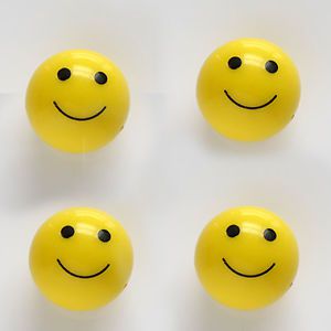 4 car truck bike - yellow smile face ball - smily tire / wheel air valve caps