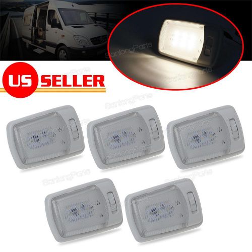 5x white led euro-style single dome rv trailer interior ceiling lights lamps