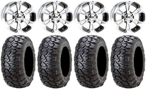 Itp ss112 black golf wheels 12&#034; 23x10-12 ultracross tires yamaha