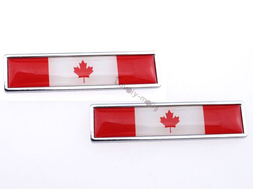 2x stainless metal canadian national flag emblem body fenders sticker universal