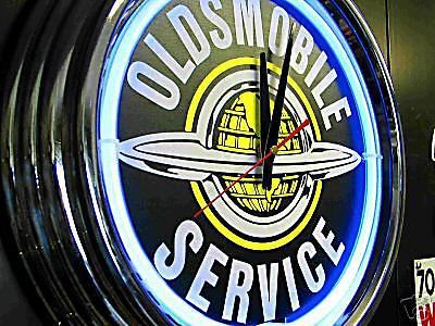 Oldsmobile gmc pontiac buick billiard garage man cave neon bar pub sign clock