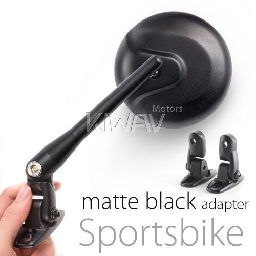 Magazi retro fairing sportbike mirrors black aluminum w/ matte black - amm ε