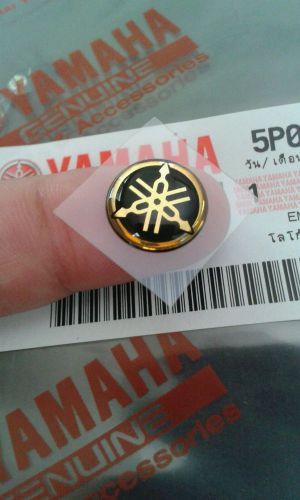 Yamaha logo  genuine 100% tuning fork black gold 12 mm  sticker emblem decal