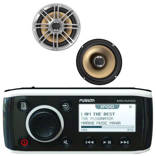 2 marine polk audio coaxial 6.5&#034; speakers, fusion am fm ipod aux marine receiver