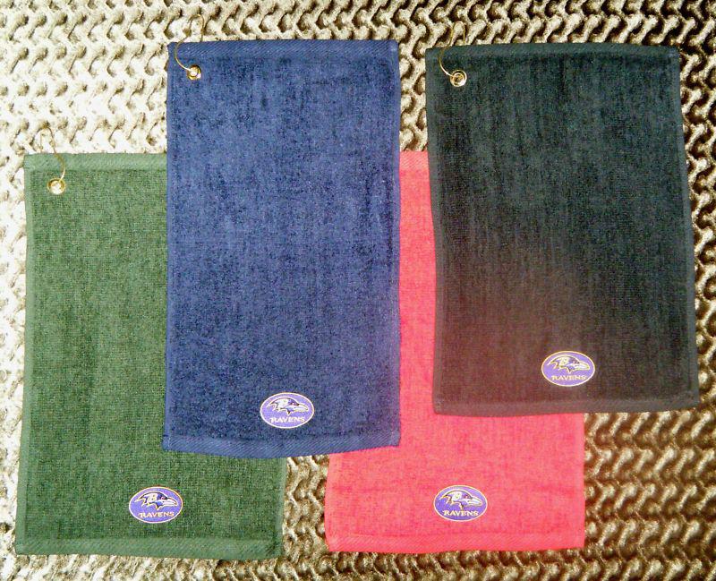Baltimore ravens   cotton golf towel towels  w/ hook & grommet attach to bag 