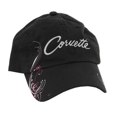 Ghh ball cap cotton corvette logo black adjustable slide buckle backstrap ea